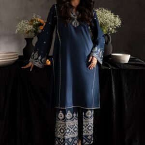 Heer Ready to wear embroidered 2 pc dress Navy blue