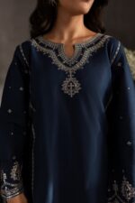 Heer Ready to wear embroidered 2 pc dress Navy blue