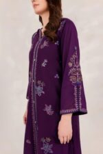 Heer Ready to Wear Embroidered 2-Piece Intermix Dress – Purple